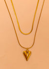 Golden Double Layer Heart Pendant Chain
