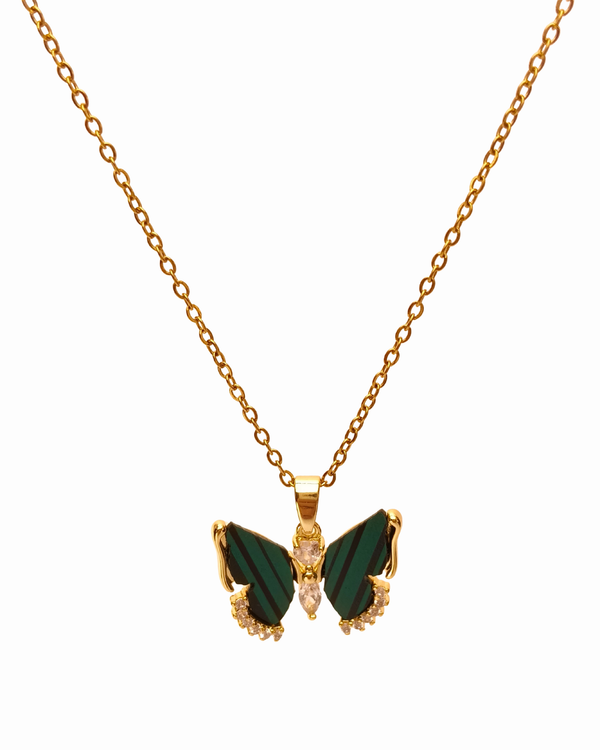 Emerald Butterfly Pendant Chain